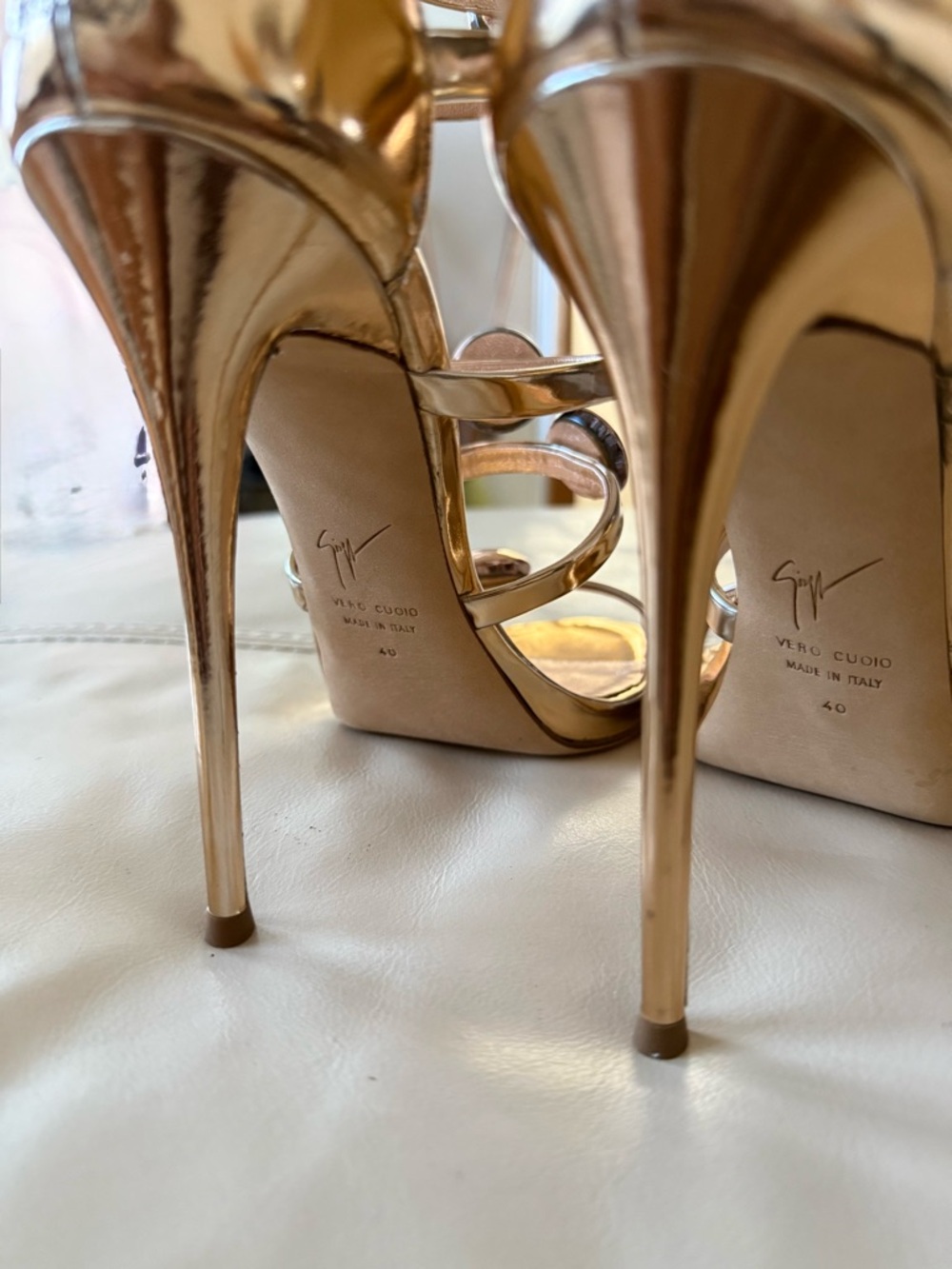 Giuseppe Zanotti Gold Alien Cage Sandals w/Rose Gold Orbs. - Picture 10 of 14